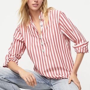 J. Crew NWT Poplin Popover (coral red stripes)